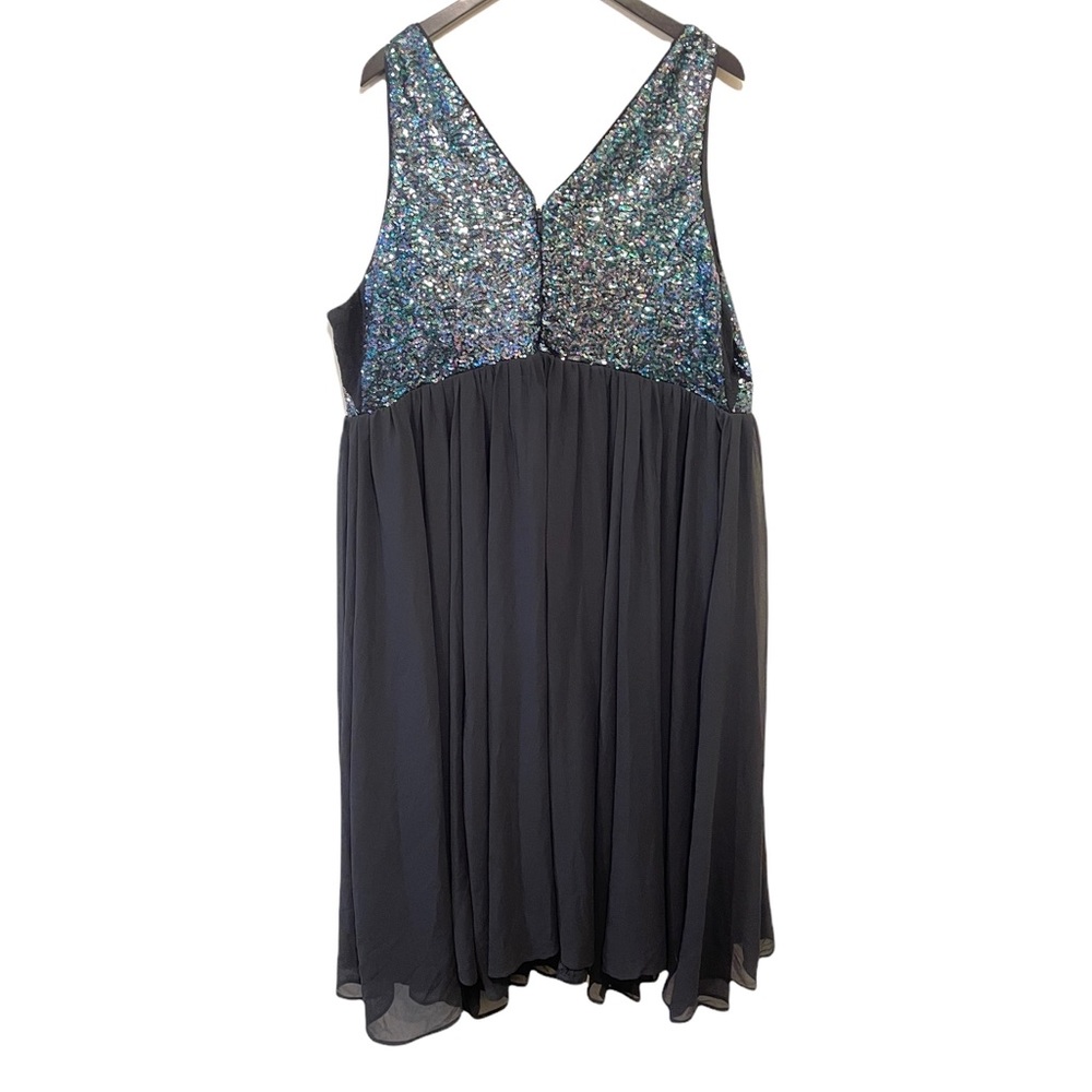 Torrid Sequin V Neck Chiffon Sleeveless Party Fit & Flare Midi Skater Dress - Picture 8 of 16